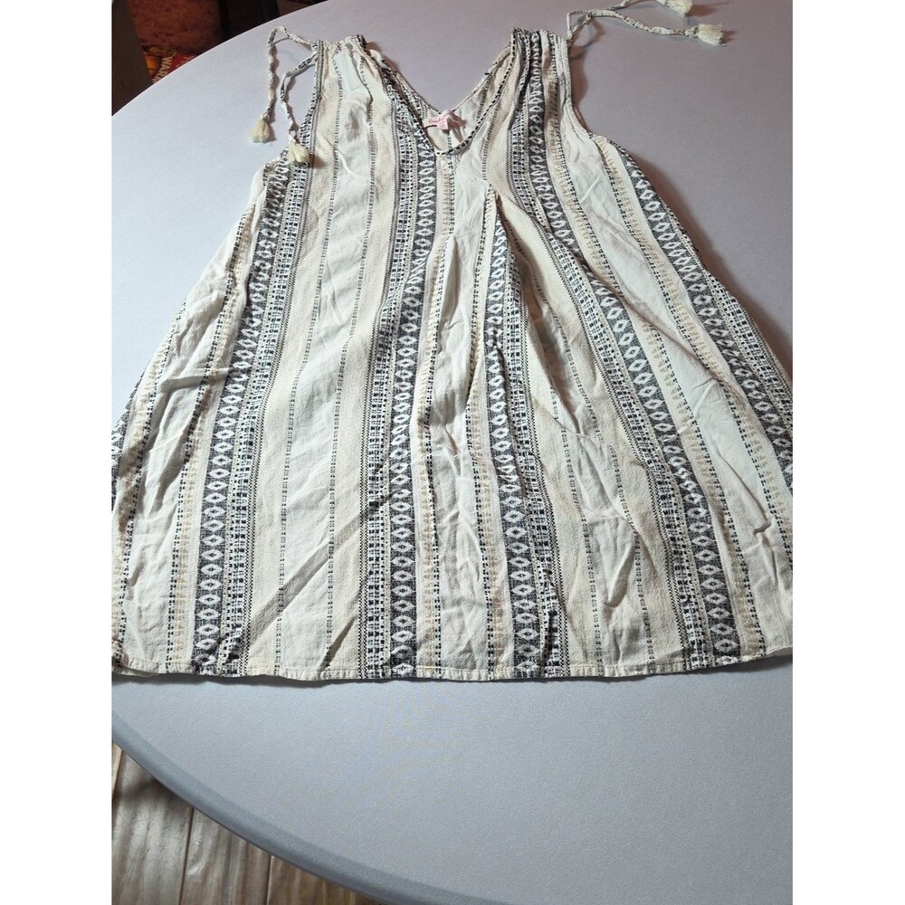 Fresh Produce 100% Cotton Southwest Striped Drawstring Shoulders Dress Size XS/S